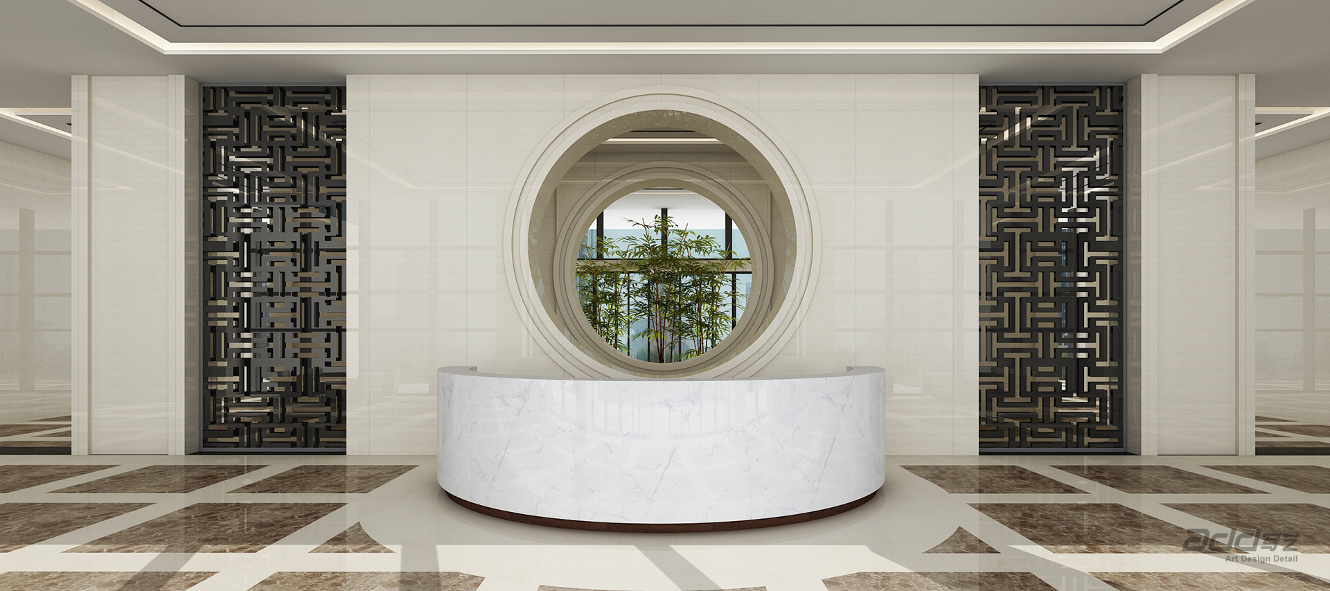 咊(he)黃藥業總部(bu)大(da)樓設(shè)計(ji) 前(qian)廳 pc